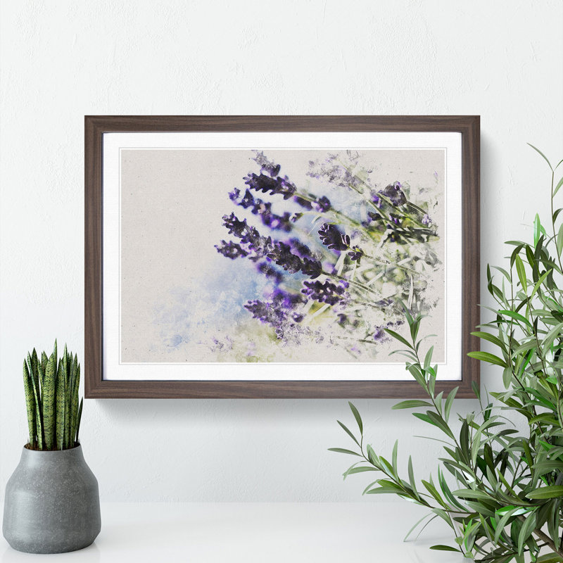 Lavender Vol.2 - Picture Frame Graphic Art, 27cm H x 36cm W x 2cm D, Walnut Framed