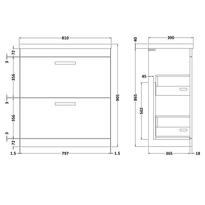 Athena 810mm Single Bathroom Vanity with Integrated Ceramic Basin, Anthracite Woodgrain