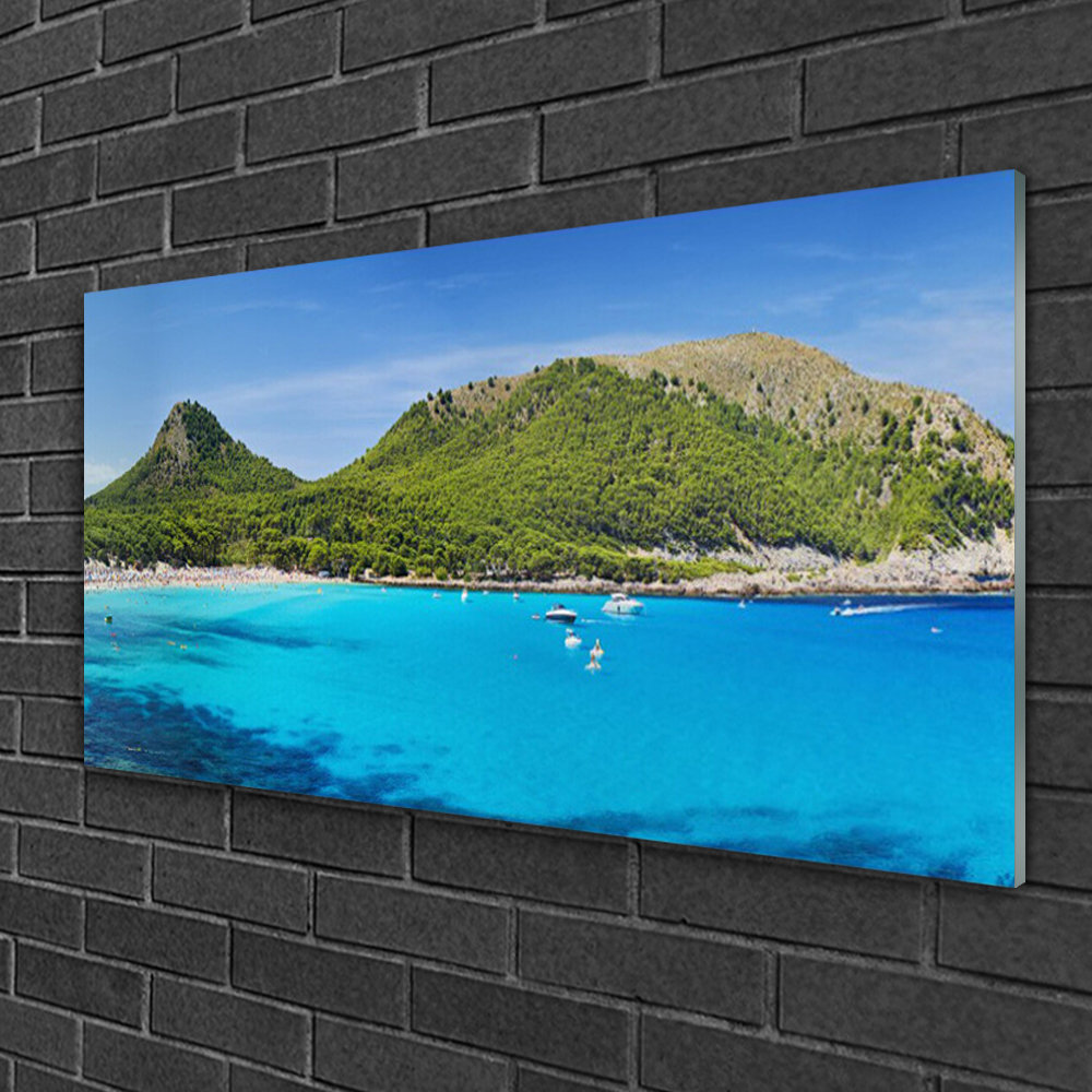 Glasbild Berg-Meer-Landschaft