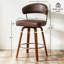 Ensemble de 4 tabourets de bar pivotants avec dossier et pieds en bois, tabourets de bar rembourrés à hauteur de comptoir de 26 po, similicuir moderne pour comptoir de cuisine-417981936-417981939
