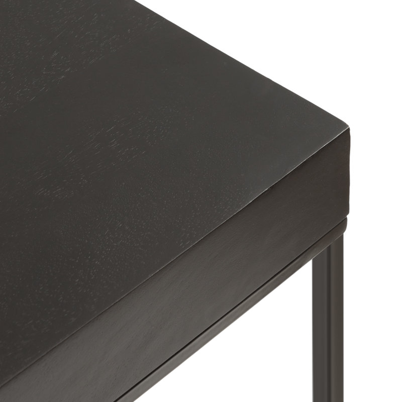 Cronus Solid Wood Top End Table, Black, Black