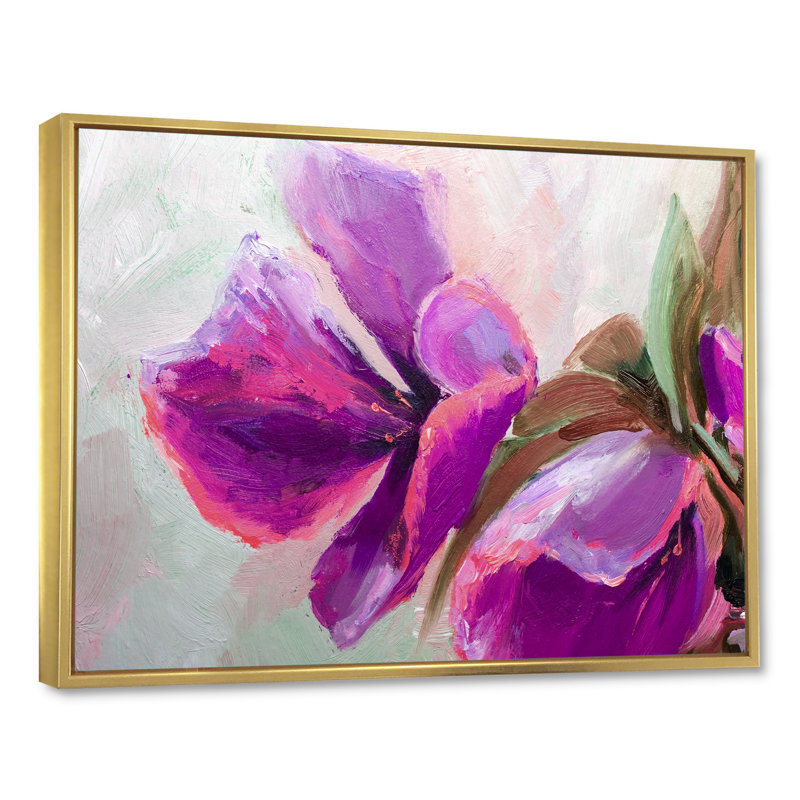 Fleur - reproduction de cadre photo sur toile, H 8 po x l 12 po x P 1 po, Cadre flottant doré