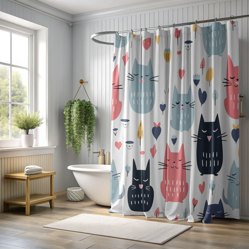 Joyful Haven - Rideau de douche Premium, H 74 po x l 71 po
