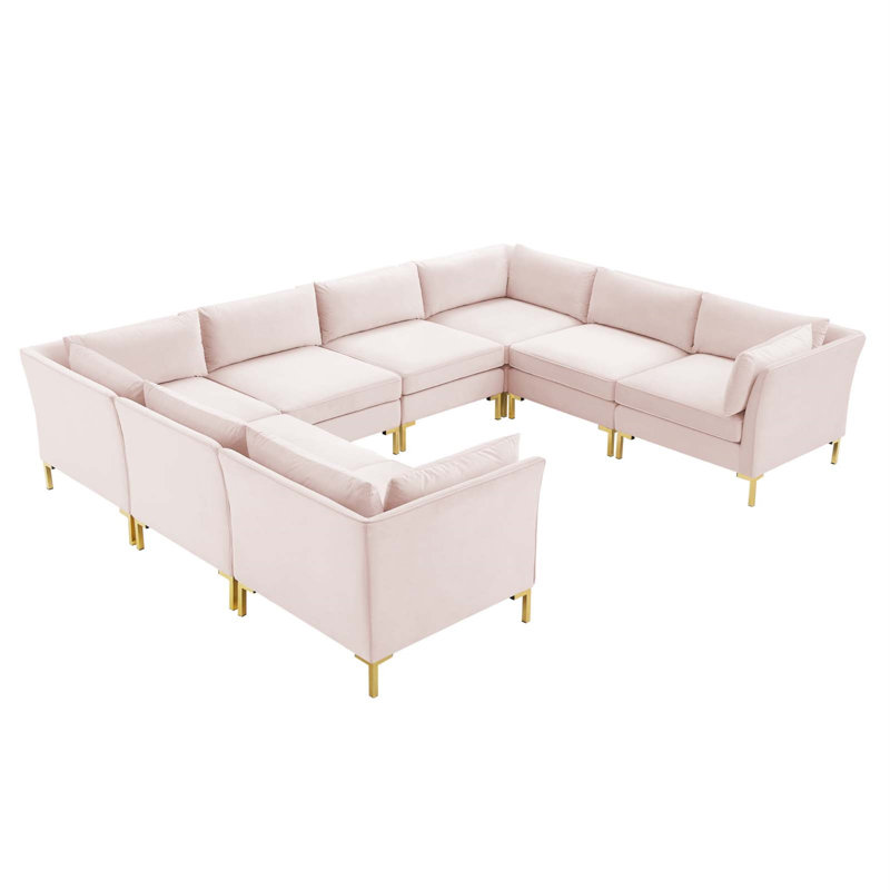 Ardent 8-Piece Performance Velvet Sectional Sofa, Pink Polyester