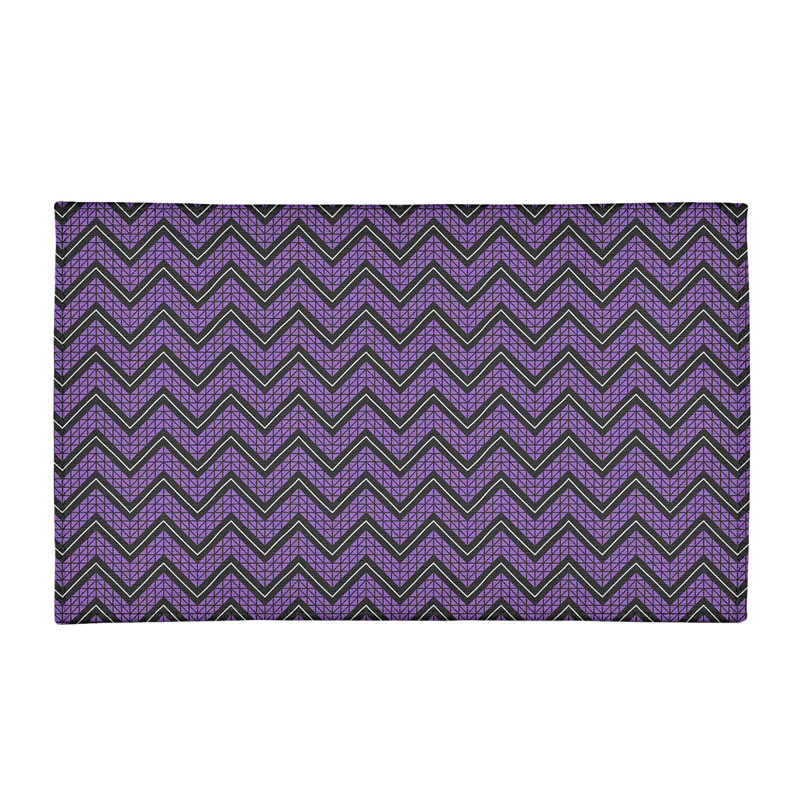 Tapis mauve/noir à chevron tiré à la main, Rectangle 2 pi x 3 pi