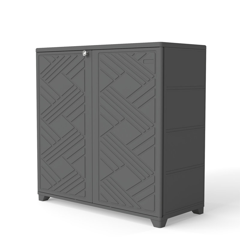 Yardgrace 75 Gallons Diamond-Shaped Outdoor Storage Cabinet, Black