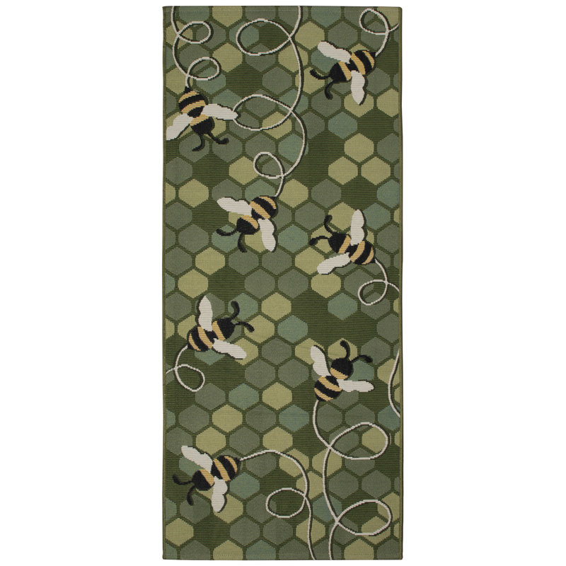 Tapis de cuisine Gemmenne, Vert, Tapis de couloir 1 pi 11 po x 4 pi 11 po