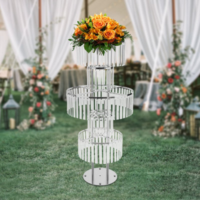 5-tier Modern Elegant Metal Crystal Flowers Stand With Round Base for Party Weddings