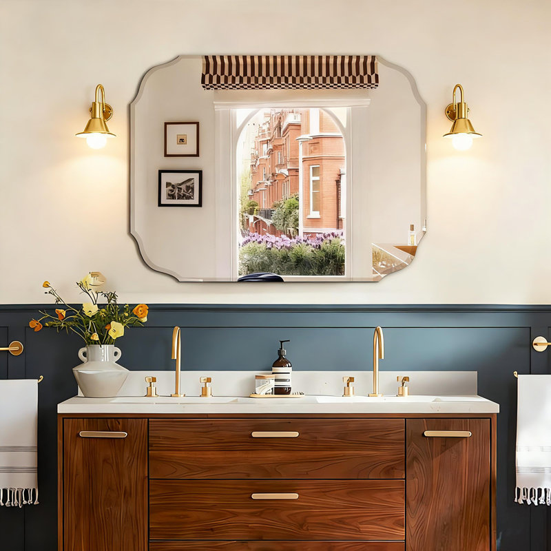 Arnoud Frameless Wall Mirror Bathroom Vanity Mirror Accent Decorative Mirror, 23.7" x 17.8"