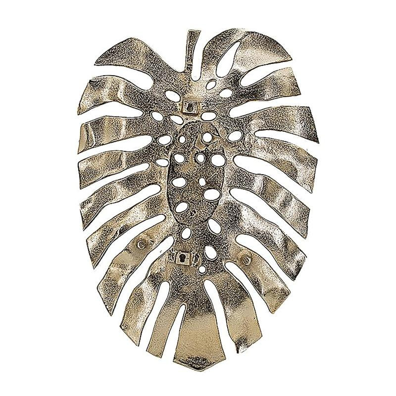 24.8x17.3x2" Gold Monstera Leaf Wall Décor, H 24,8 po x l 17,3 po x P 2 po