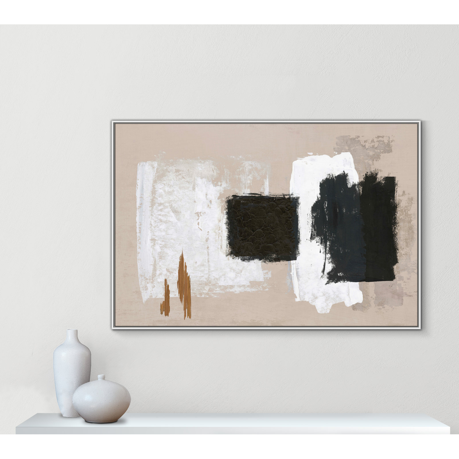 Imone "Golden Slate" Painting, 41.5" H x 61.5" W, White