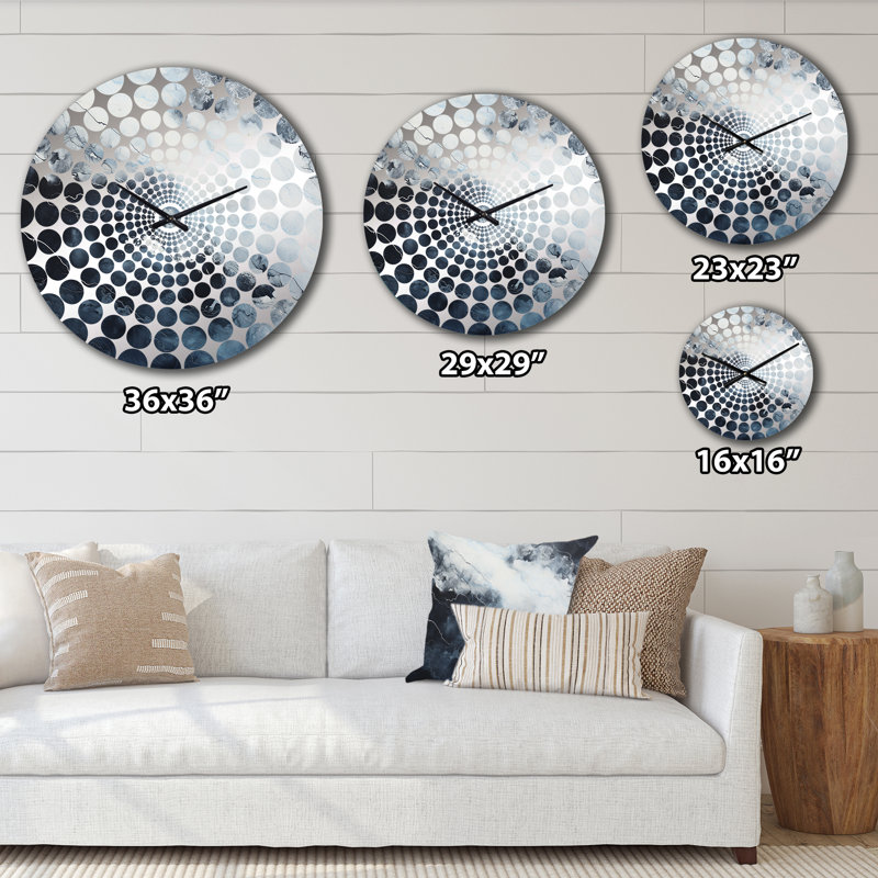 Bleu et blanc rivière de marbre I - horloge murale abstraite en marbre, Très grand