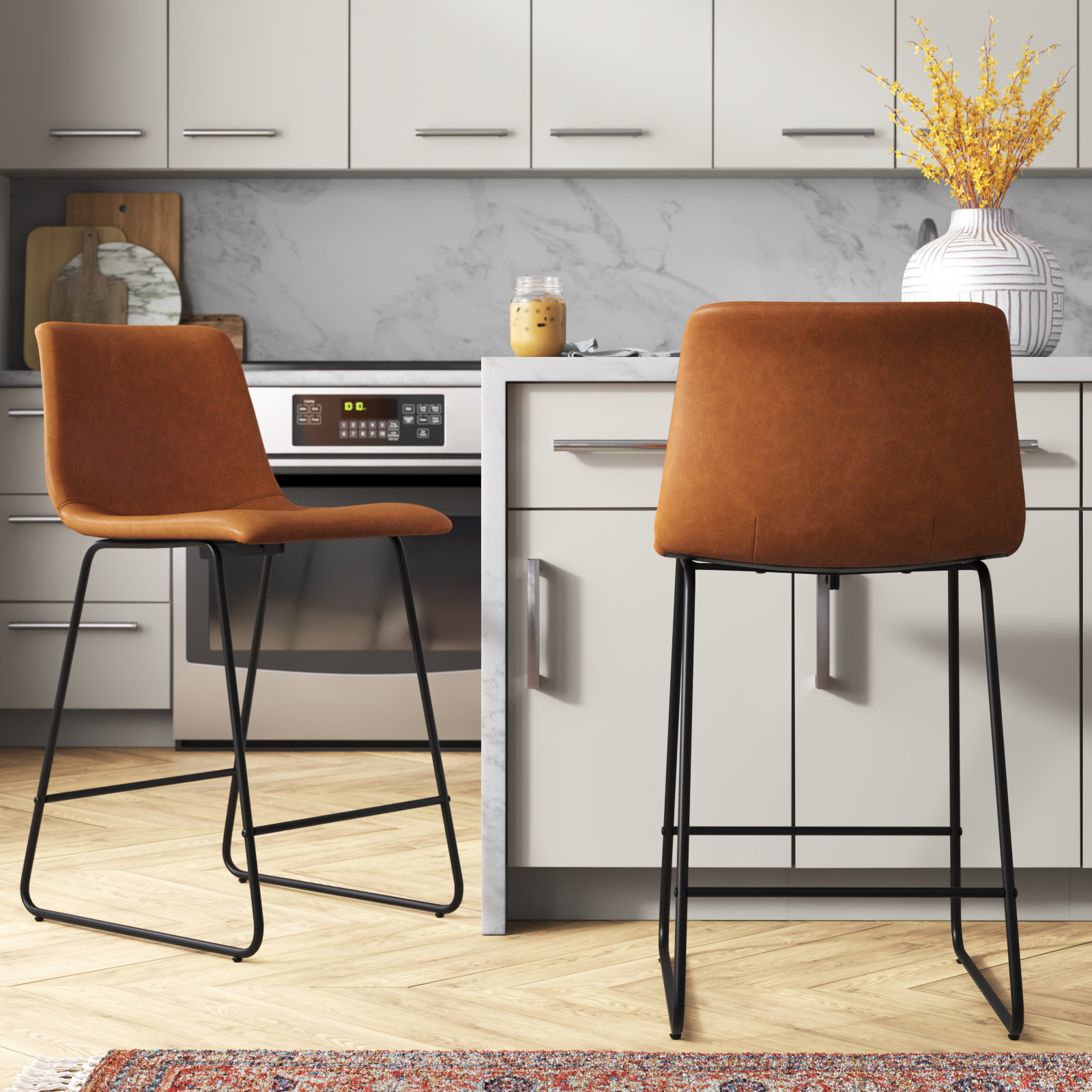 Ivy Bronx Liekele Upholstered Counter Height Modern Dining Stools