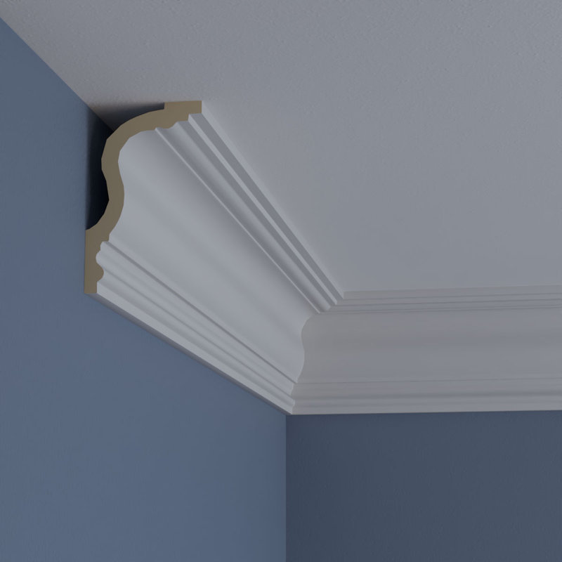 Niobe Traditional White Polyurethane Crown Moulding 94.5"