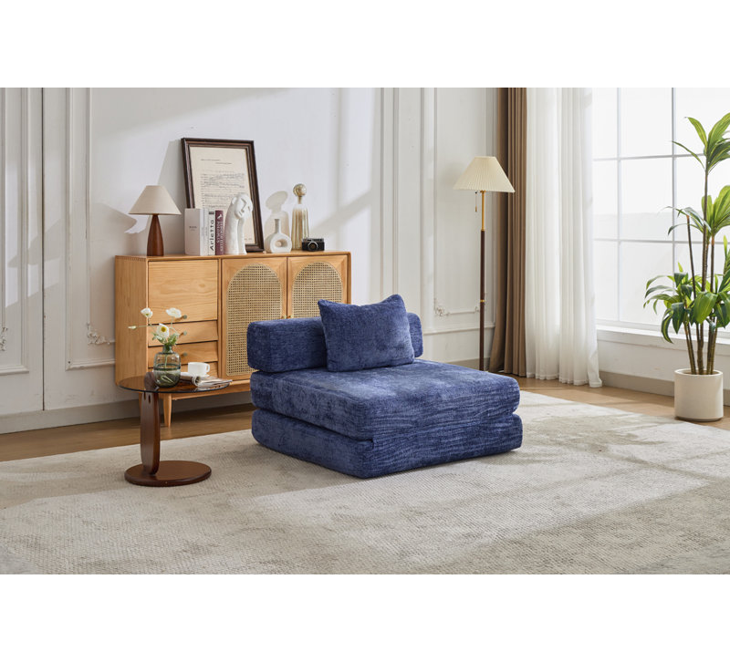 Fauteuil convertible Chenille, Bleu très foncé