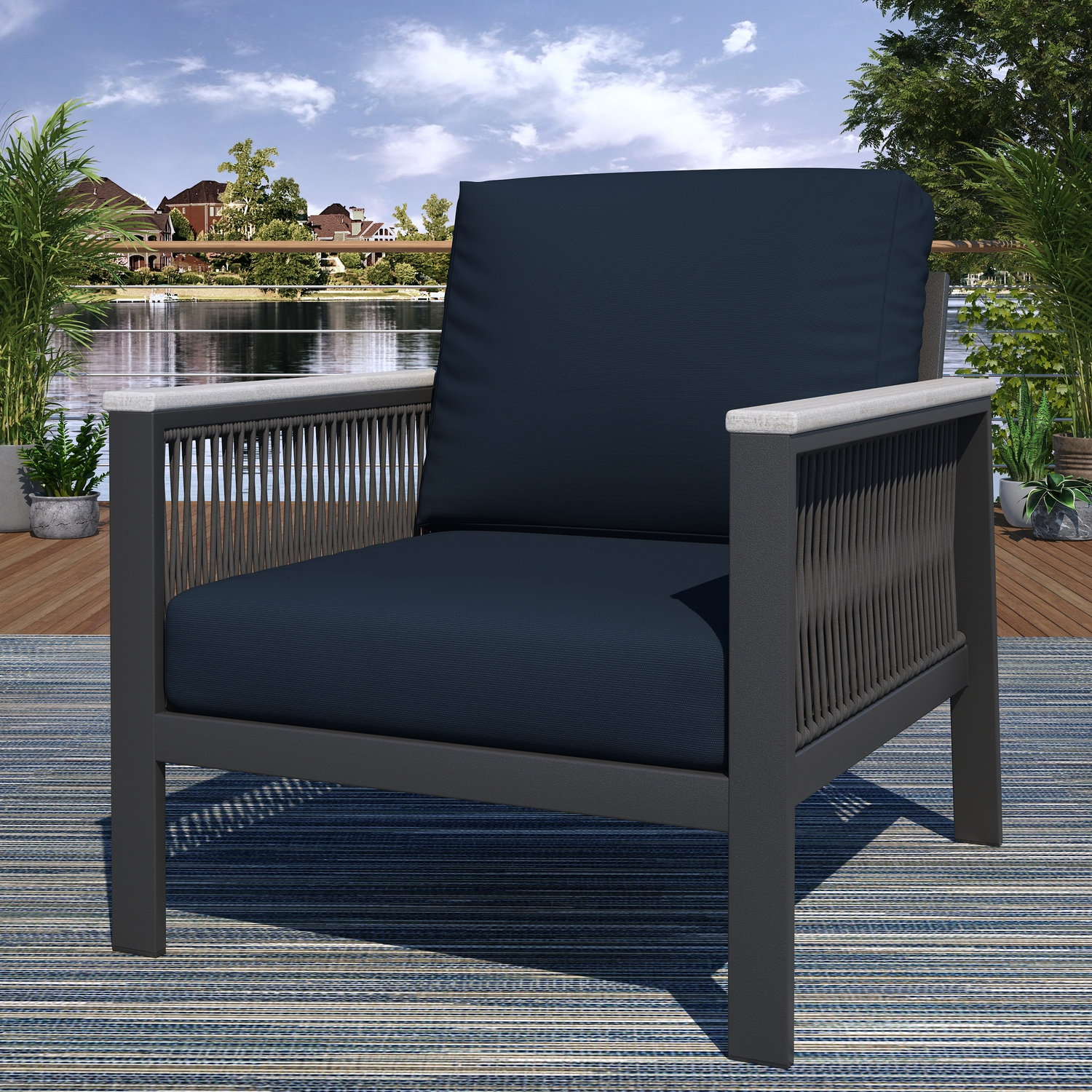 Townsend Sunbrella® Patio Lounge Chair, Canvas Navy Sunbrella® Canvas