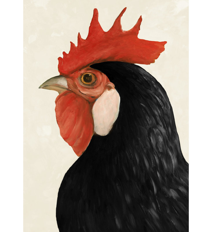Magnifique poule noire - reproduction encadrée pour la décoration intérieure