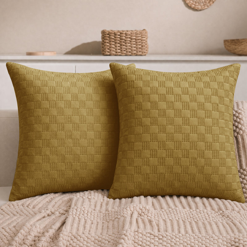 Aspire Homeware Embossed Square Velvet Cushion Covers, Pack of 2, RUST