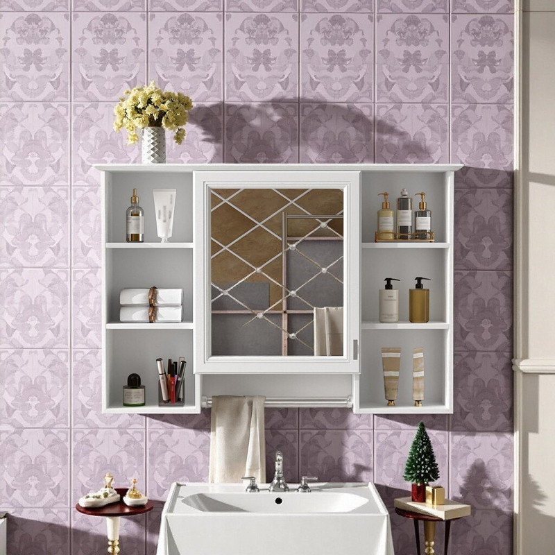 Armoire à pharmacie murale de 42 pouces avec tablette ajustable et porte de rangement à fermeture en douceur, Blanc