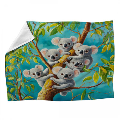 Jeté en molleton Koala Family - Jeté animalier pour canapés ou lits