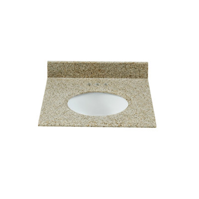 Dessus de meuble-lavabo 25 pouces en granit or désert avec lavabo et dosseret