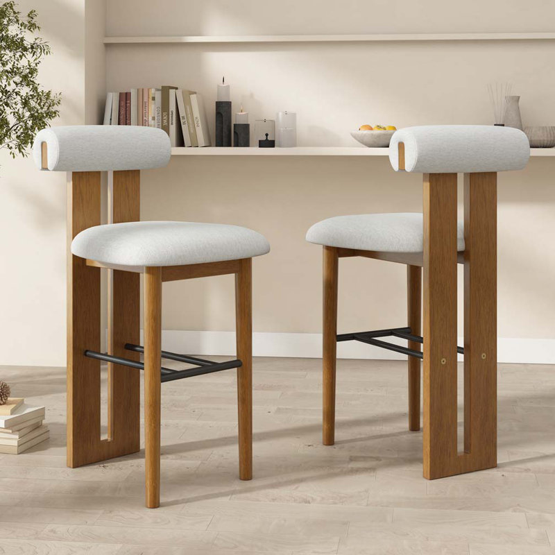 Wood Frame Barstool, Light Gray