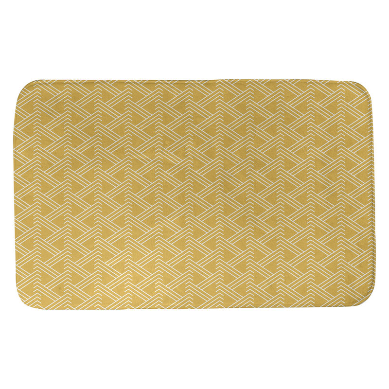 Tapis pour salle de bain Zig Zag, l 17 po x L 24 po, Jaune/blanc