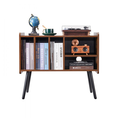 Record Player Stand, Turntable Stand Holds Up to 220 Albums, Vintage Vinyl Record Cabinet with Removable Shelves, Record Player Table with Adjustable