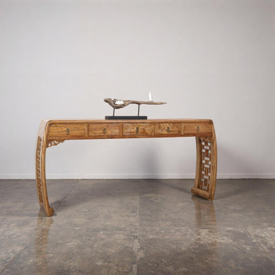 Console en bois d'orme massif avec tiroirs