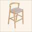 Tabouret de bar d'intérieur en bois d'hévéa, ensemble de 2-121061523