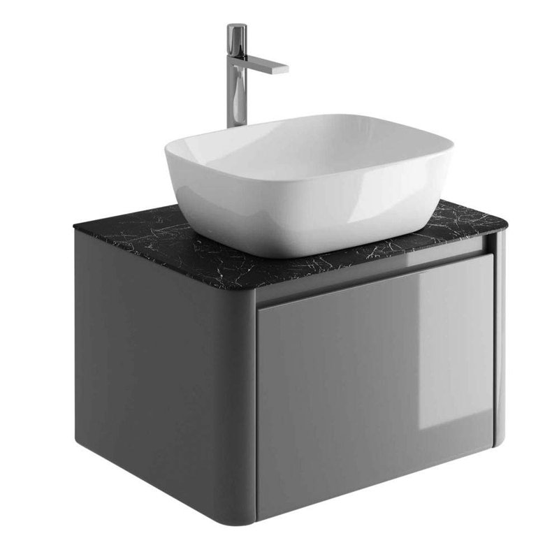 650 mm Single Double Bathroom Vanity Base, Italian Slate, Light Grey
