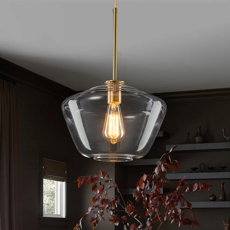 Minimalist 1-Light Geometric Clear Glass Pendant