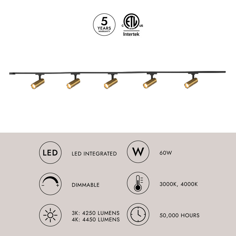 Paolo 81-in Gold dimmable LED Trilo Ceiling Kit, Natural