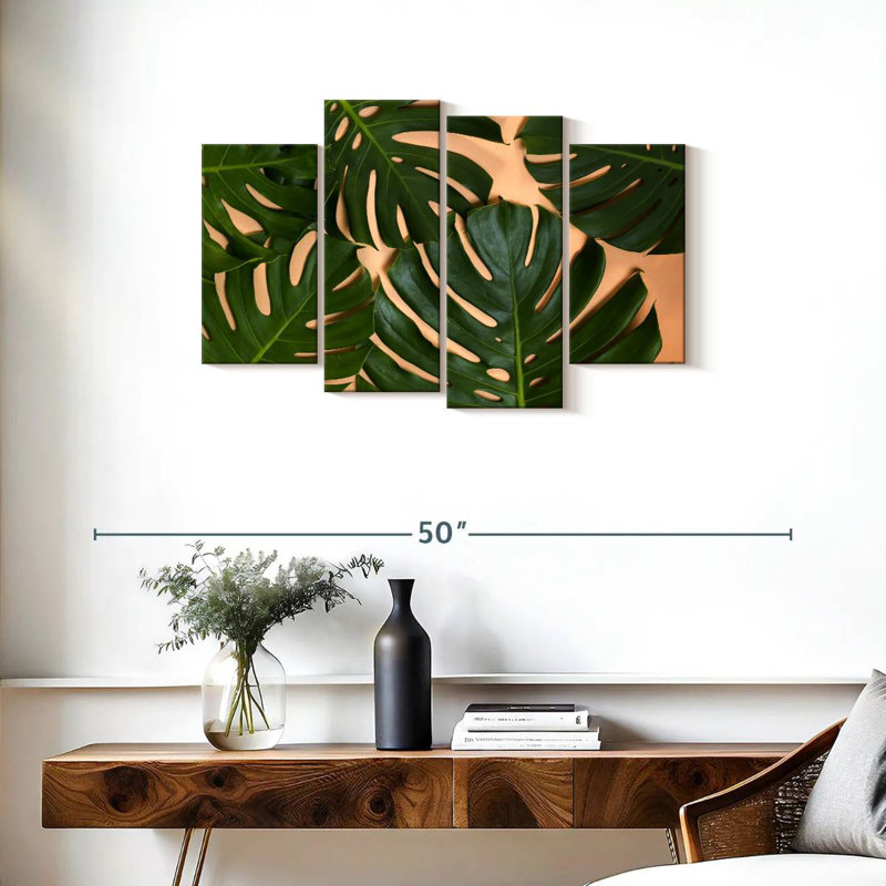 Décor de feuilles Harnek Monstera, H 22 po x l 36 po