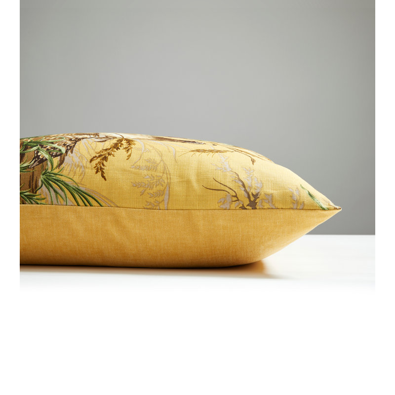 Edwins Covey Linen Blend Square Indoor / Outdoor Pillow Cover & Insert, Multi On Mustard