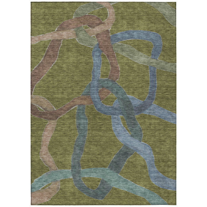 Machine Washable Indoor/Outdoor Chantille ACN2394 Abstract Rug, Rectangle 10' x 14'