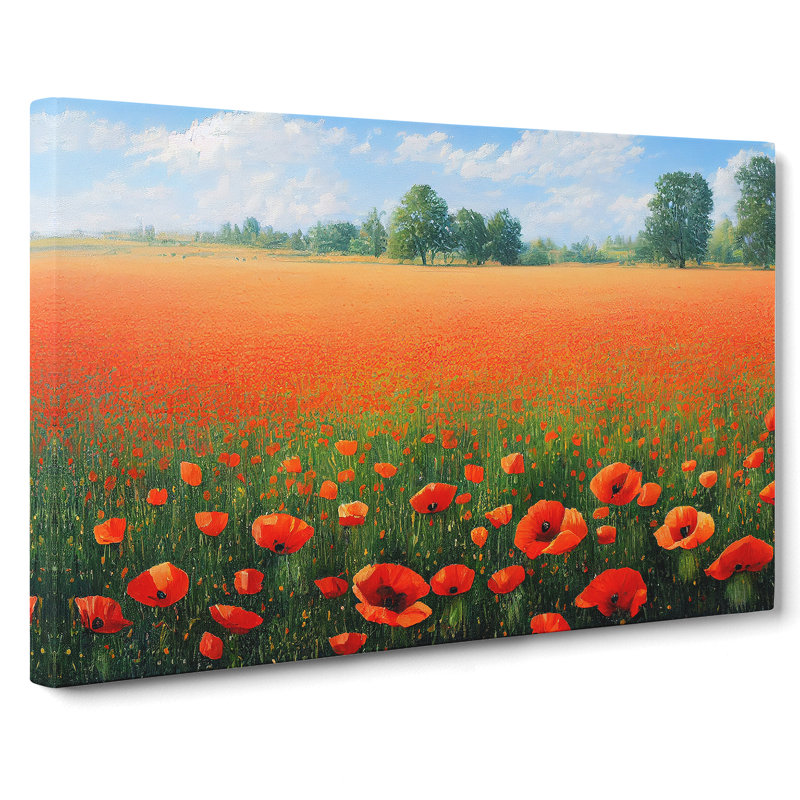 Desirable Poppy Field Flowers - Wrapped Canvas, 35cm H x 50cm W x 3cm D