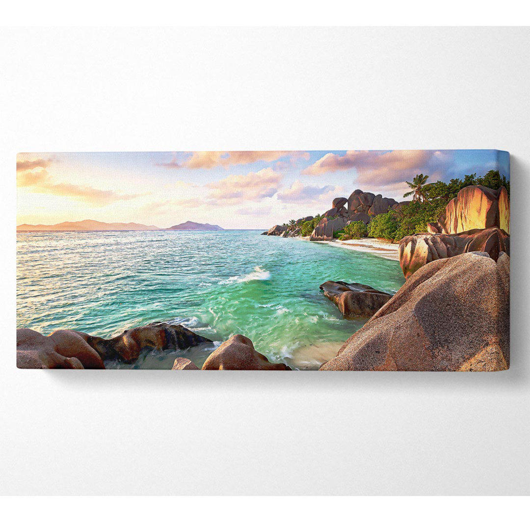 La Digue Strand Seychellen Panoramaleinwand