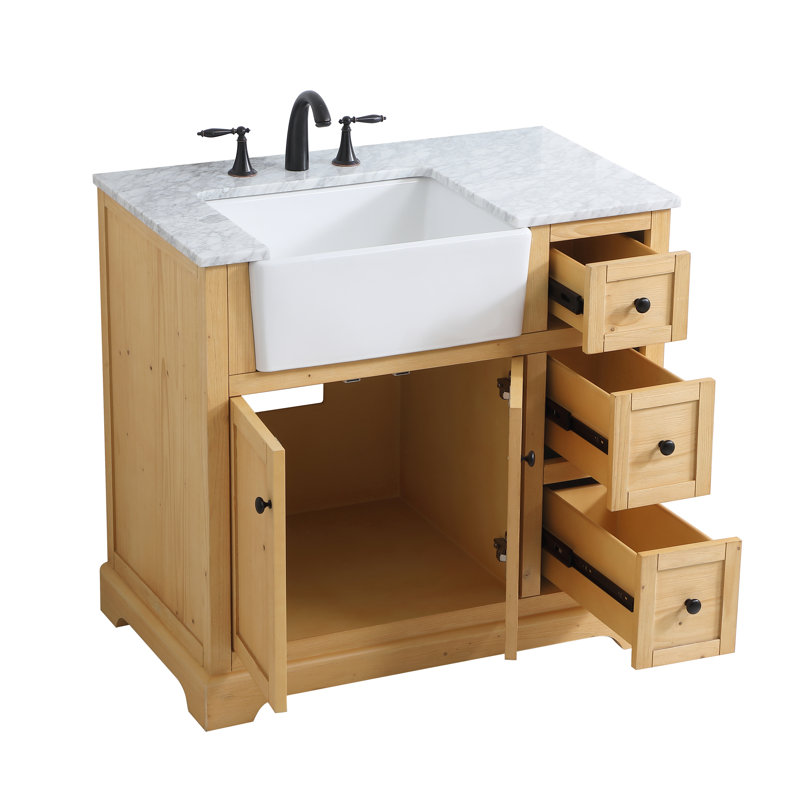 Ensemble de meuble-lavabo simple 36 po Pardue, Bois naturel