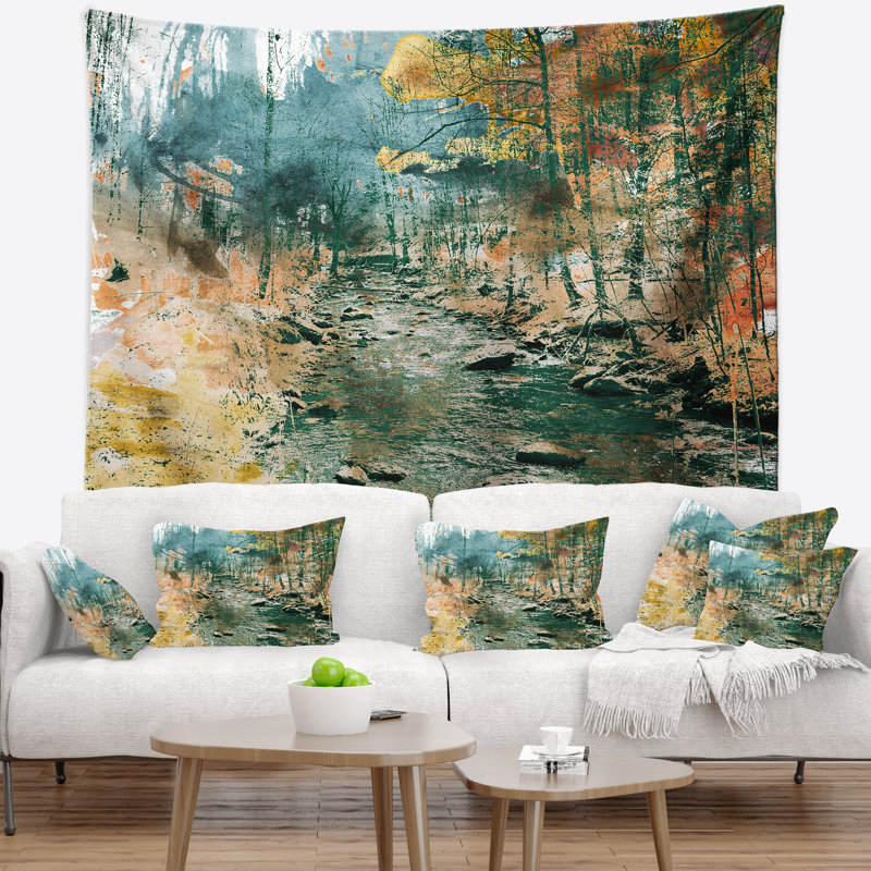 Peinture de paysage tapisserie Rocky River, H 50 po x l 60 po