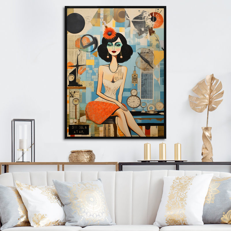 Debany Mid Century Retro Rhythms II - impression, H 20 po x l 12 po x P 1 po, Cadre flottant noir