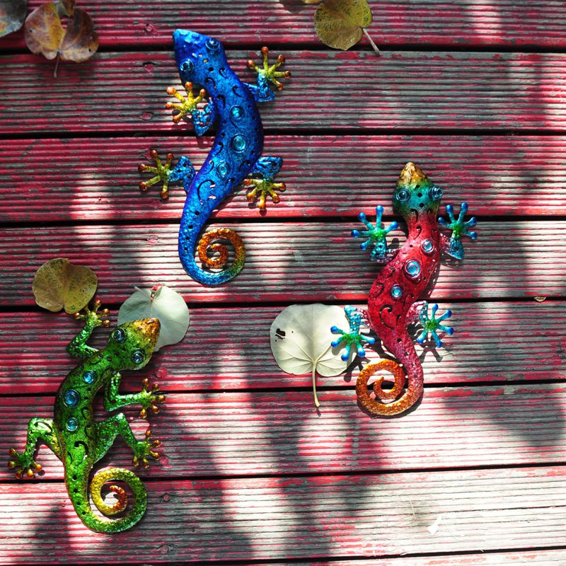 Ensemble de 3 décorations murales en métal 13,5 x 8,5 pouces Geico Lézard