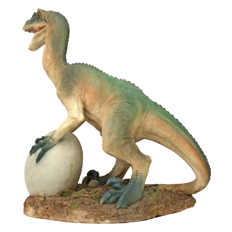 Statue dinosaure en vélociraptore oeuf battage