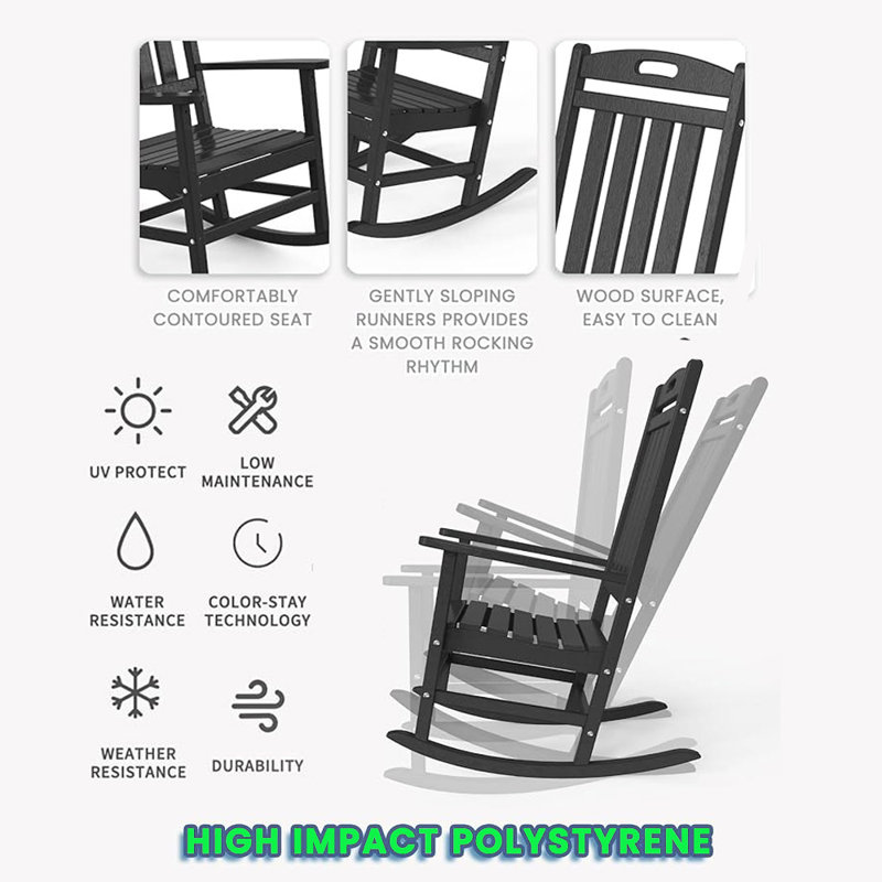 Chaise berçante en plastique Brayshun, Noir