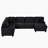 Sectional Sofa U-shaped Sectional 125.2" Upholstered L-shaped Sofa with a Movable Ottoman and Side Storage Pockets for Living Room, Black-1332298631