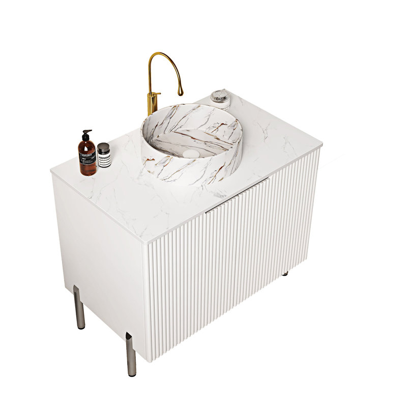 Meuble-lavabo autoportant avec lavabo, Blanc