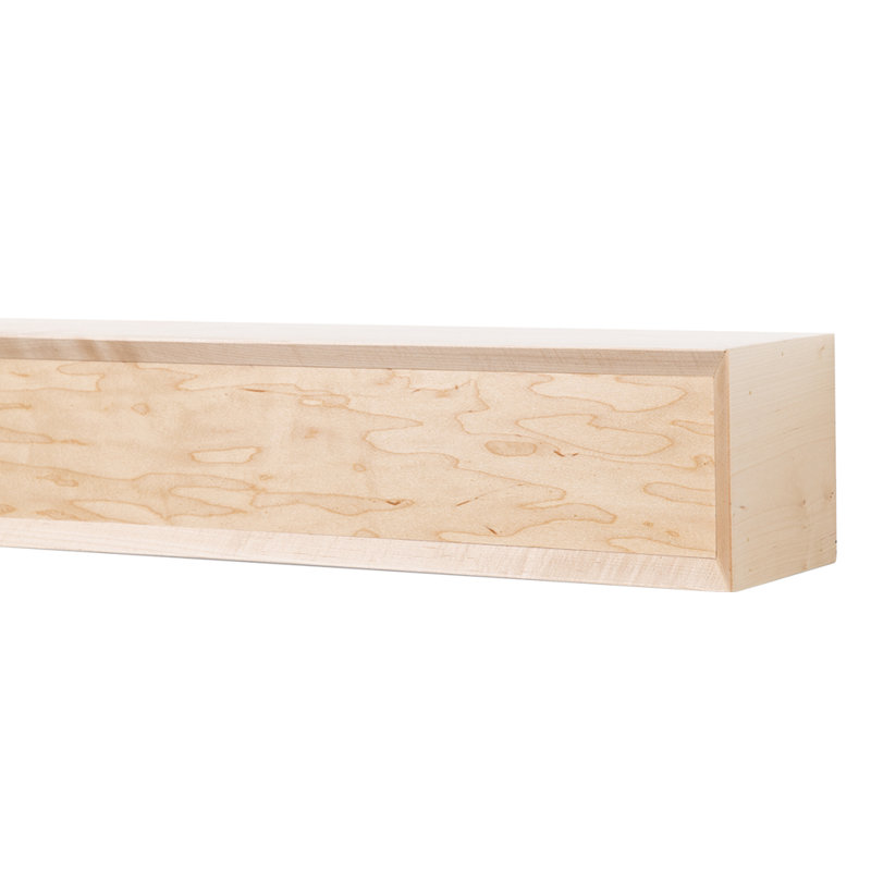 Modern Ember Autumn Floating Maple Wood Fireplace Mantel Shelf - With Angled Corner Accents, Clear Polyurethane, 48"