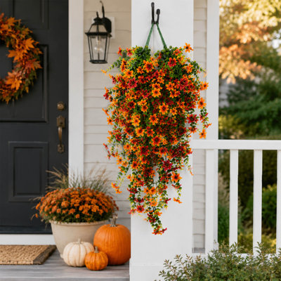 2 Pack Artificial Fall Flowers with UV Resistant Design