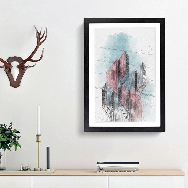 Sketching the Architecture Vol.64 - Picture Frame Drawing Print, 48cm H x 36cm W x 2cm D, Black Framed