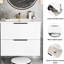Meuble-lavabo mural blanc 24 po avec évier en céramique et tiroirs, premier tiroir en forme de U, deux grands rangements,-679566916-679566919